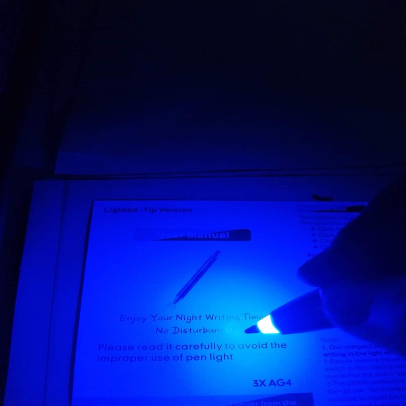 Yacig Pen with Light, Light Up Ballpoint Pen, Bright Lighted Pens for Writing in the Dark Led Light Flashlight Nurses Pen with Light Tip 3 Pack Penlight-Blue Light - Image 4
